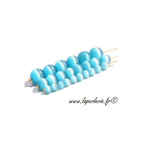 Oeil de chat ronde 8mm DARK AQUAMARINE x10  - 1