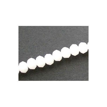 Ronde aplatie facettée 6x4mm BLANC OPAQUE fil 40cm  - 1