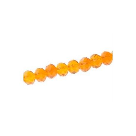 Ronde aplatie facettée 6x4mm ORANGE BRILLANT TRANSPARENT fil 40cm  - 1