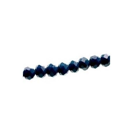 Ronde aplatie facettée 6x4mm DARK PÉTROLE OPAQUE fil 40cm  - 1