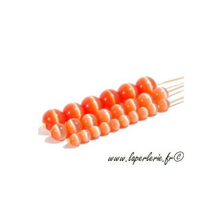 Oeil de chat ronde 8mm ORANGE x10  - 1