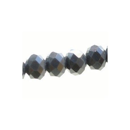 Ronde aplatie facettée 8x6mm DARK GRAY OPAL fil 40cm  - 1