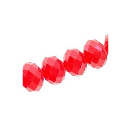 Ronde aplatie facettée 8x6mm CORAIL OPAL fil 40cm  - 1