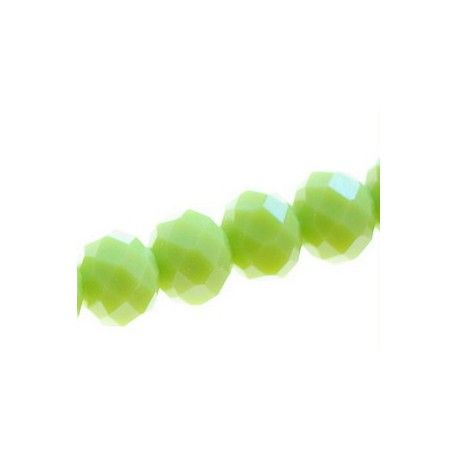 Ronde aplatie facettée 8x6mm VERT POMME OPAQUE fil 40cm  - 1