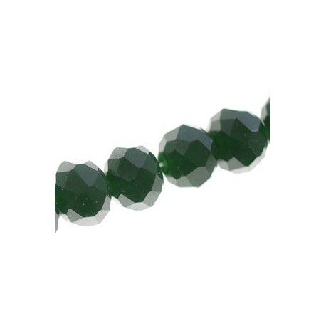 Ronde aplatie facettée 8x6mm VERT SAPIN OPAQUE fil 40cm  - 1