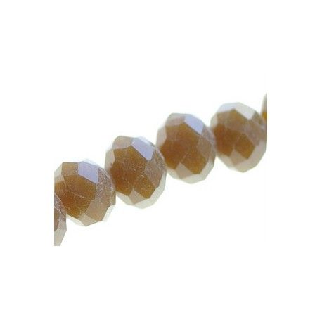 Ronde aplatie facettée 8x6mm KAKI MOUSTARD OPAQUE fil 40cm  - 1