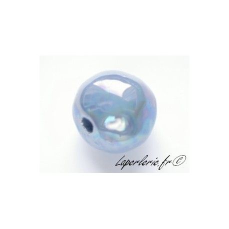 Perles en céramique grecque irisée ronde 22mm LAVANDE  - 1
