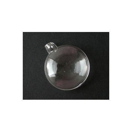 Pendentif rond verre à remplir 38x32mm  - 1