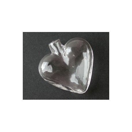 Pendentif coeur verre à remplir 36.5x35.5mm  - 1