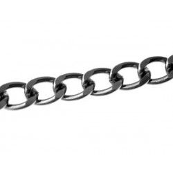 Aluminium curb chain 16.3x12.6mm HÃ‰MATITE x1m