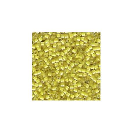 DB1776 Delica Miyuki 11/0 Mellow Yellow/White Ins.Color Lined AB, le tube de 7g  - 1