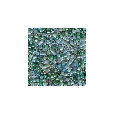 DB2067 Delica Miyuki 11/0 Luminous Mermaid Waters Mix Ins. Color Lined, le tube de 7g  - 1