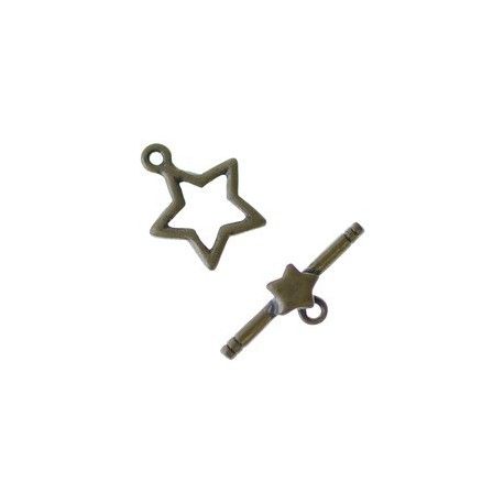 Fermoir toggle étoile 15mm LAITON VIEILLI  - 1