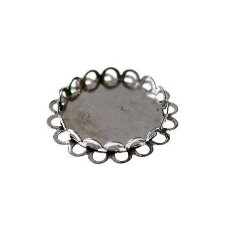 Support cabochon dentelé 25mm ARGENTÉ VIEILLI  - 1