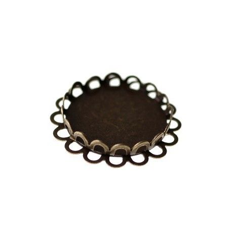 Support cabochon dentelé 25mm LAITON VIEILLI  - 1