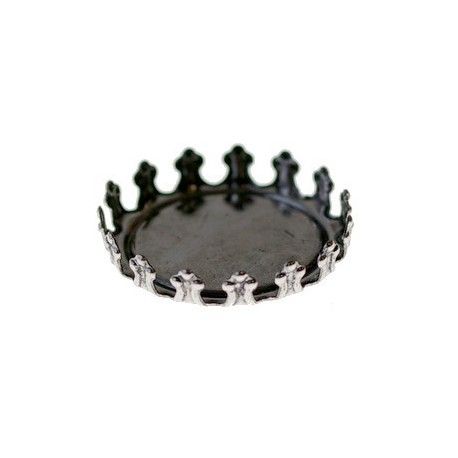 Support cabochon couronne 25mm ARGENTÉ VIEILLI  - 1
