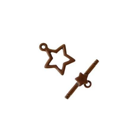 Fermoir toggle étoile 15mm CUIVRE VIEILLI  - 1