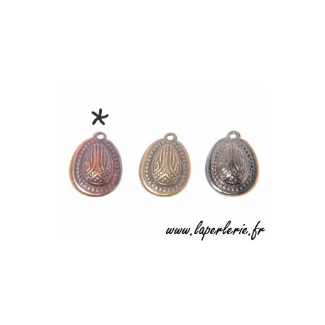 Breloque oval 15x11 mm CUIVRE  - 1