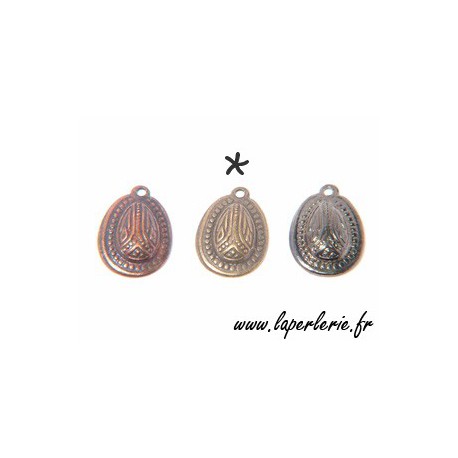 Breloque ovale 15x11 mm LAITON VIEILLI  - 1