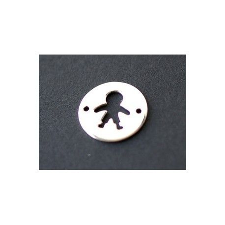 Intercalaire pastille garçon 15mm ARGENT 925  - 1