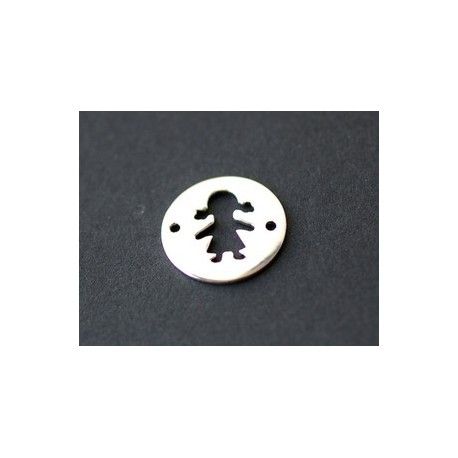 Intercalaire pastille fille 15mm ARGENT 925 x1  - 1