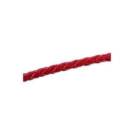 Cuir rond tressé 4mm ROUGE x50cm  - 1