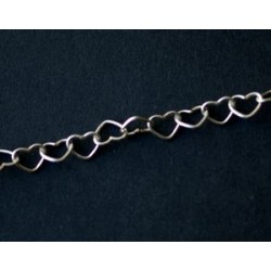 Chain heart ring 7x5mm STERLING SILVER 925 x20cm