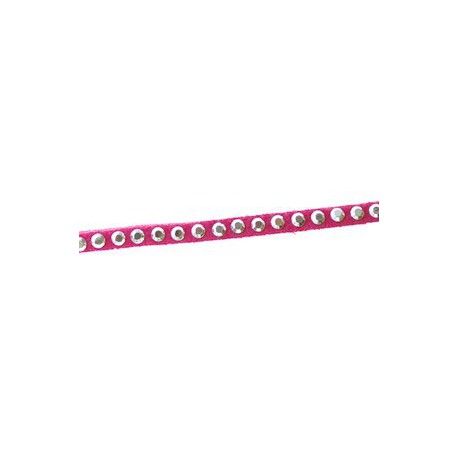 Suédine strassée 3mm FUSHIA/ARGENTÉ 1m  - 1