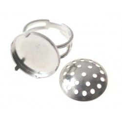 Ring fretworked top 20mm SILVER COLOR