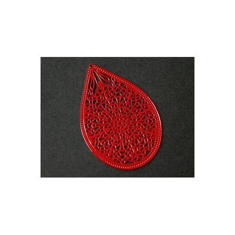 Laser cut émaillé goutte 48x32mm ROUGE  - 1