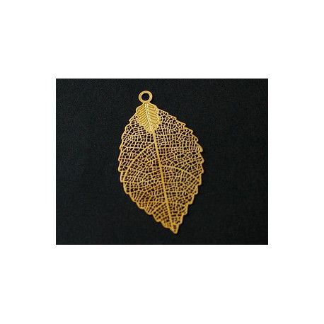 Laser cut feuille GM 54x30mm DORÉ x1  - 1