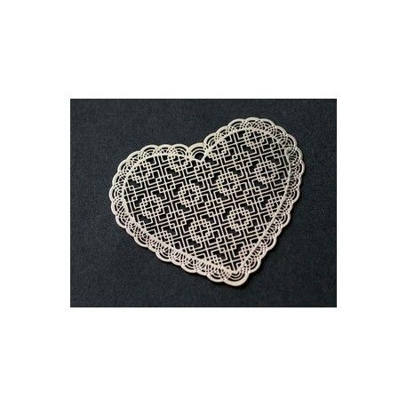 Laser cut coeur GM 50x43mm ARGENTÉ x1  - 1
