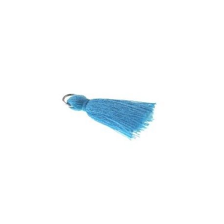 Pompon de fils avec anneau 25/30mm DARK TURQUOISE x1  - 1