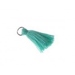 Pompon of threads with loop 25/30mm LIGHT EMERALD x1