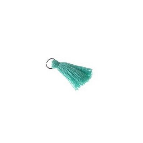 Pompon de fils avec anneau 25/30mm LIGHT EMERALD x1  - 1