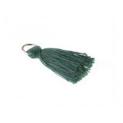 Pompon of threads with loop 25/30mm DARK EMERALD x1