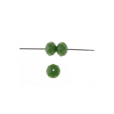 Ronde aplatie facettée 8x6mm VERT OPAQUE x3  - 1