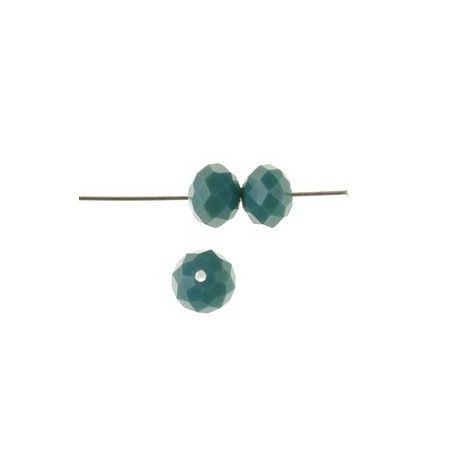 Ronde aplatie facettée 8x6mm EMERALD OPAQUE x3  - 1