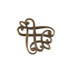 Interlaced stamp 20x25mm OLD BRASS COLOR x1