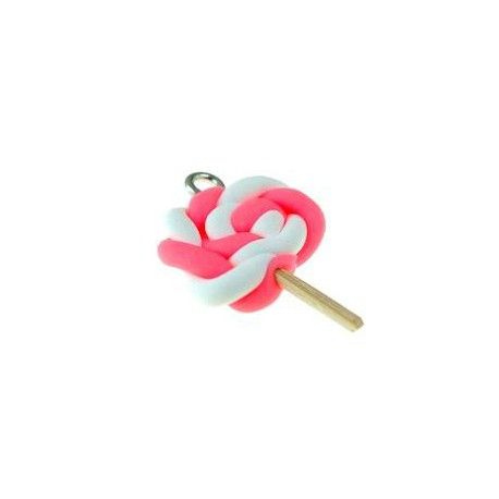 Sucette polymère 35x16mm ROSE/BLANC  - 1