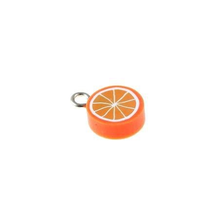 Breloque fruit orange polymère 15x11mm ORANGE x1  - 1