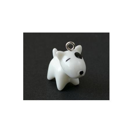 Chien résine 22x9mm BLANC/NOIR x1  - 1