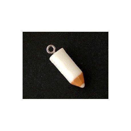 Breloque crayon en pâte polymère 22.4x7.3mm BLANC  - 1