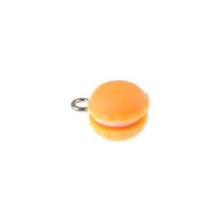 Macaron polymère 14x11mm ORANGE x1  - 1