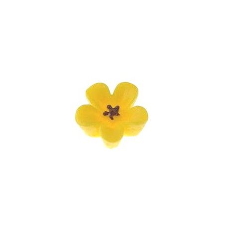 Fleur à coller polymère 12.5mm JAUNE x2  - 1