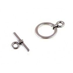 Round clasp + bar 16mm SILVER COLOR x1