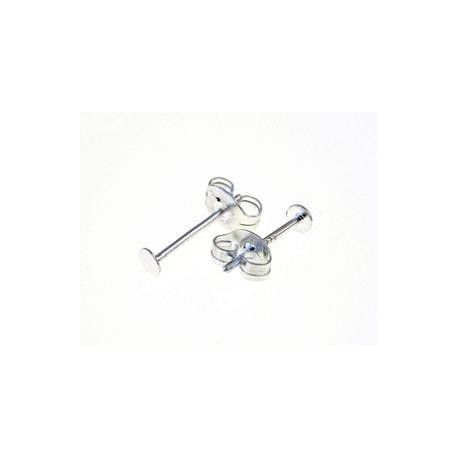 Support BO à coller d.3mm ARGENT 925 x2  - 1
