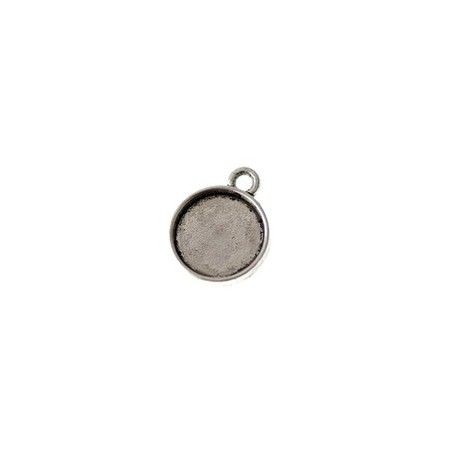 Support bords lisses pour cabochon loupe 10mm ARGENTÉ VIEILLI x2  - 1