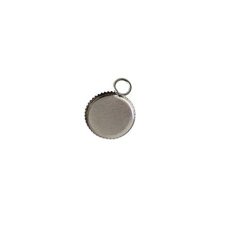 Support dentelé pour cabochon loupe 10mm ARGENTÉ x2  - 1