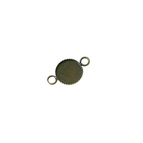 Support intercalaire dentelé pour cabochon loupe 10mm LAITON VIEILLI x2  - 1
